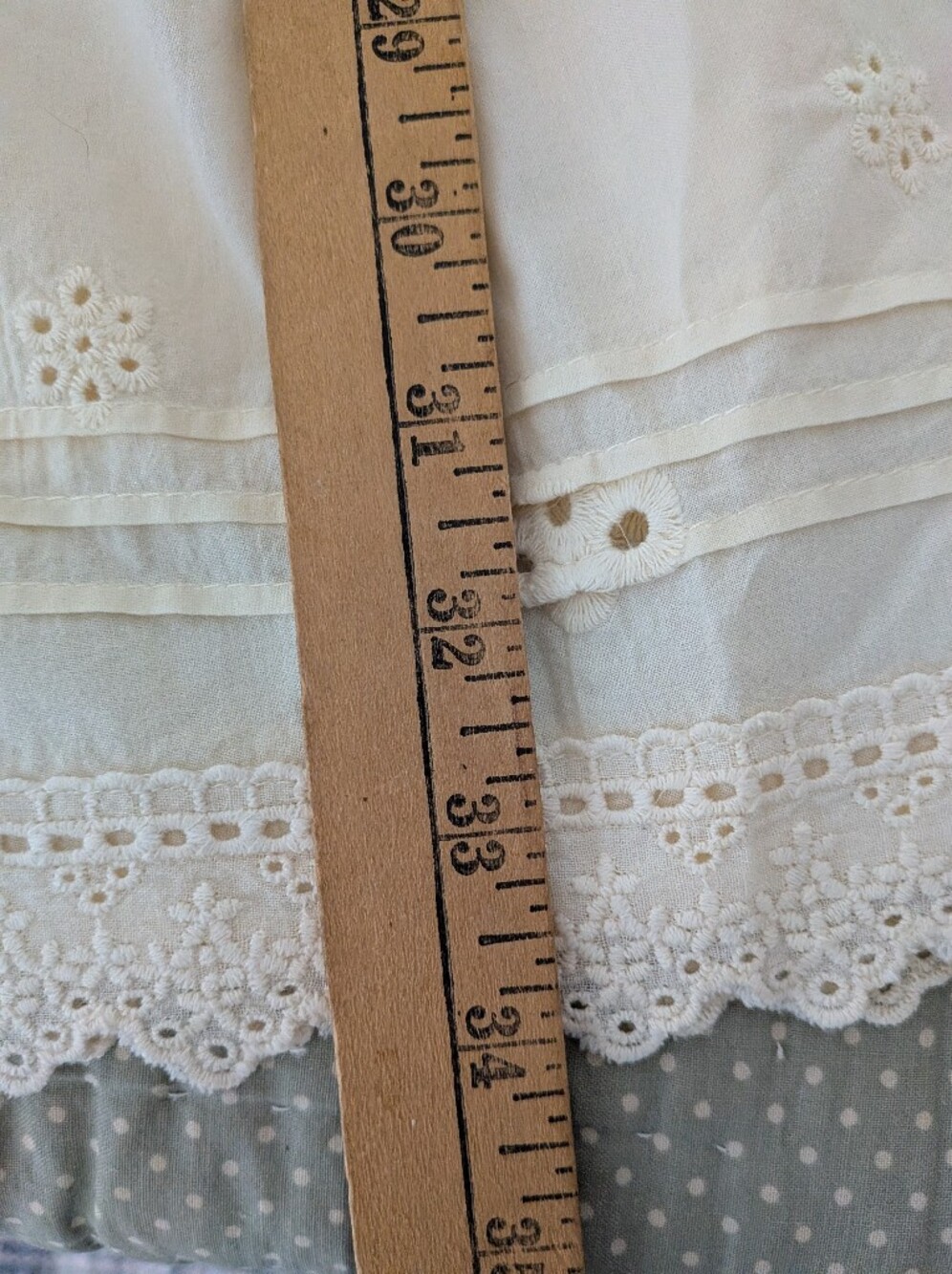 Blonde Robin 100% Cotton Eyelet Embroidered Midi Skirt Ivory Cottagecore Boho M - Picture 7 of 11